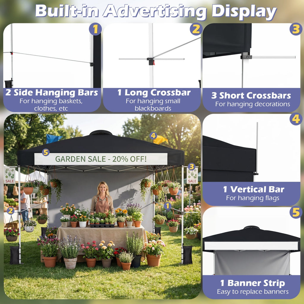 10x10 Pop-Up Canopy Tent with Roller Bag and Adjustable Height