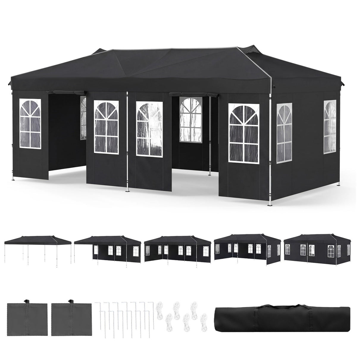 Pop Up Canopy Tent 10x20 FT with 6 Sidewalls