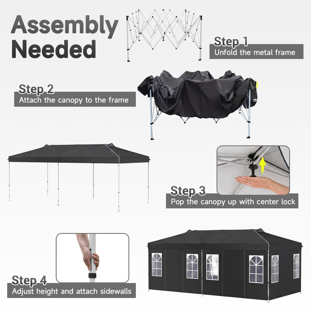 Pop Up Canopy Tent 10x20 FT with 6 Sidewalls