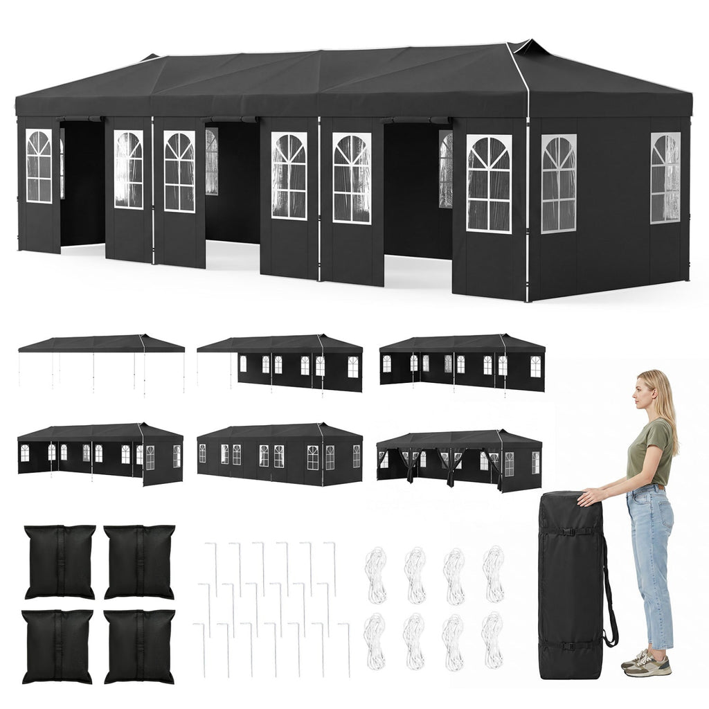 Pop Up Canopy Tent 10x30 FT with 8 Sidewalls