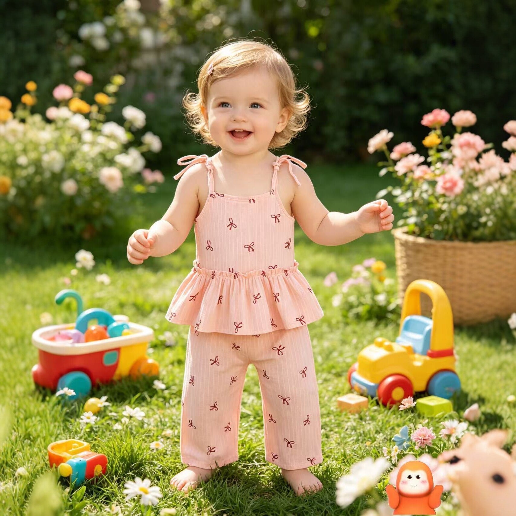 Baby Strap Vest And Pants Two-piece Set