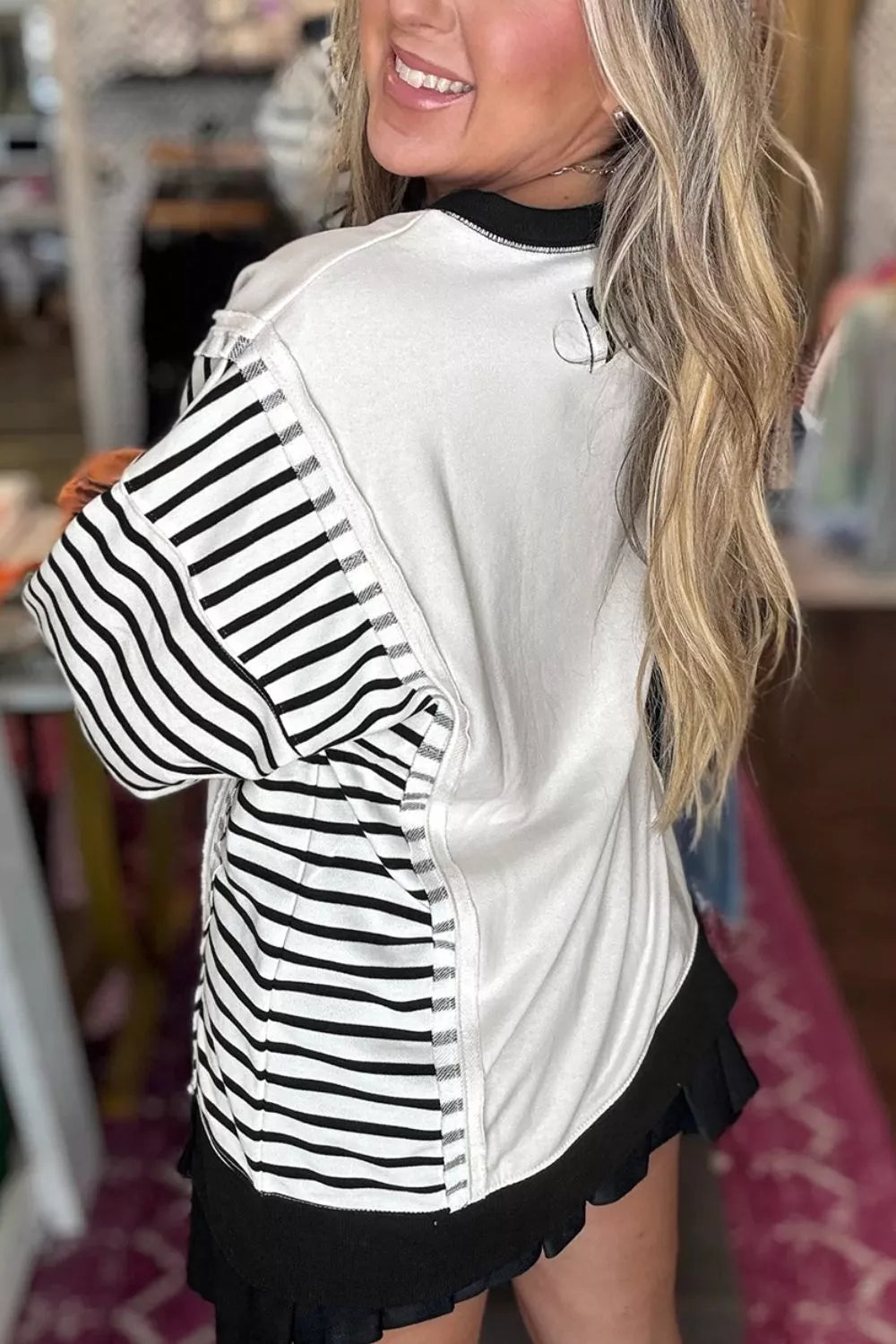 Block Striped Long Sleeve Sweatshirt
