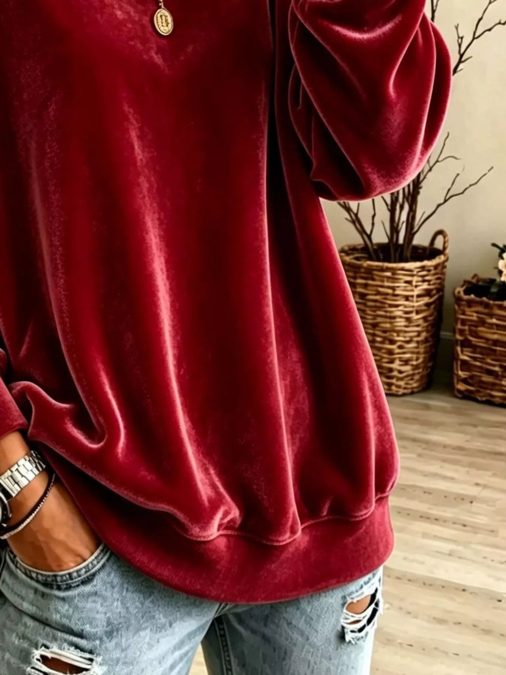Full Size Solid Color Crew Neck Sweatshirt Plus Size