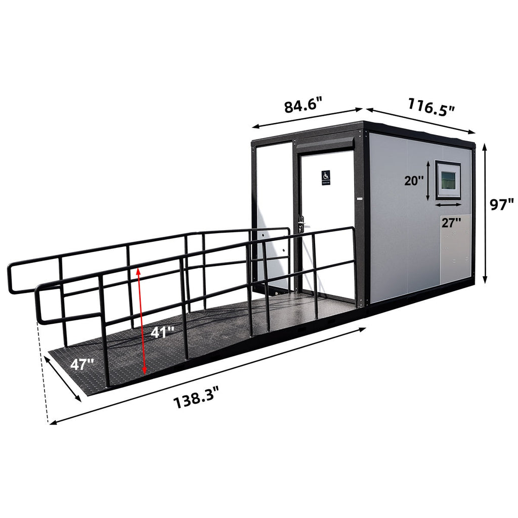 10ft Handicap-Accessible Portable Toilet with Shower