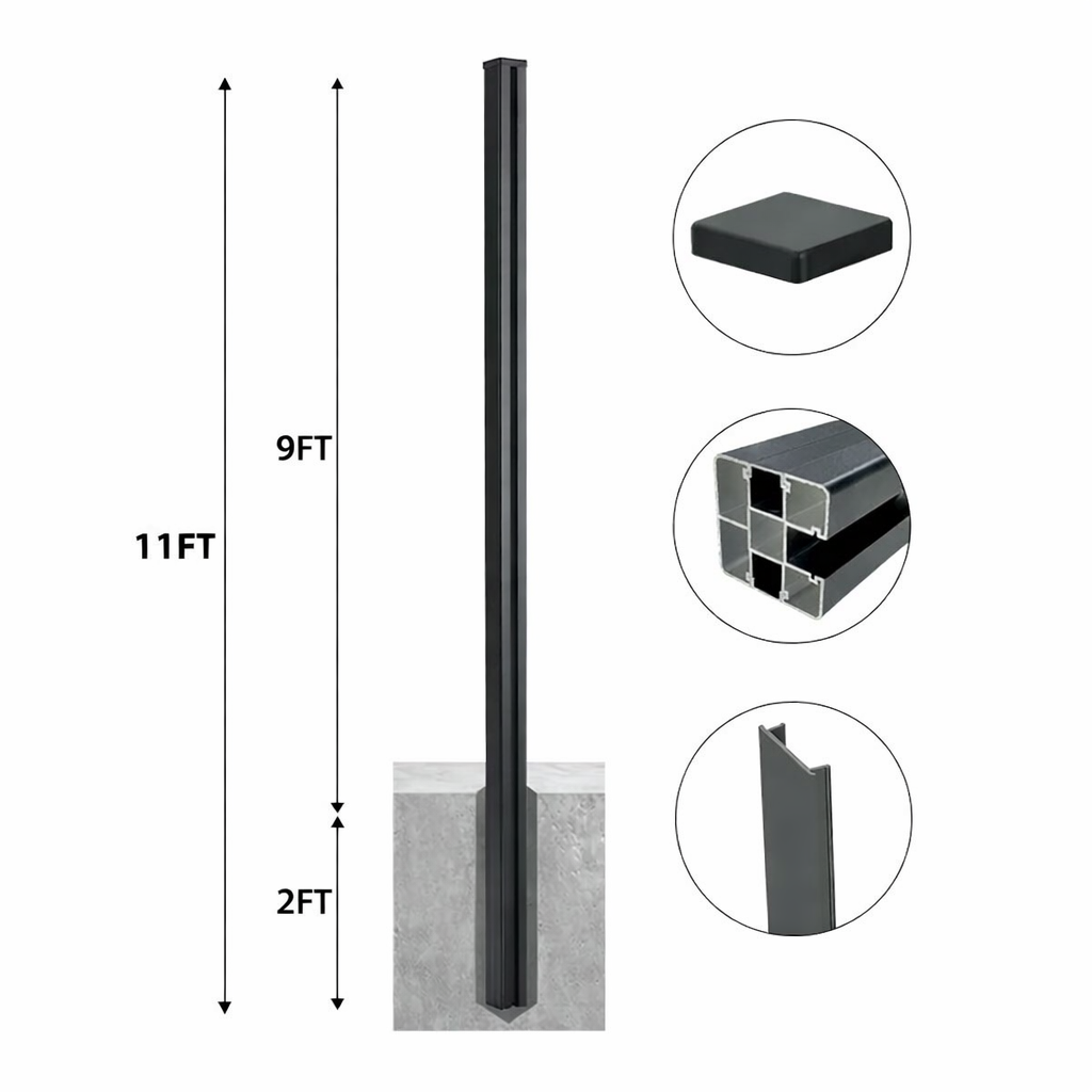 11 ft Aluminum Alloy Fence Post – Extra Long