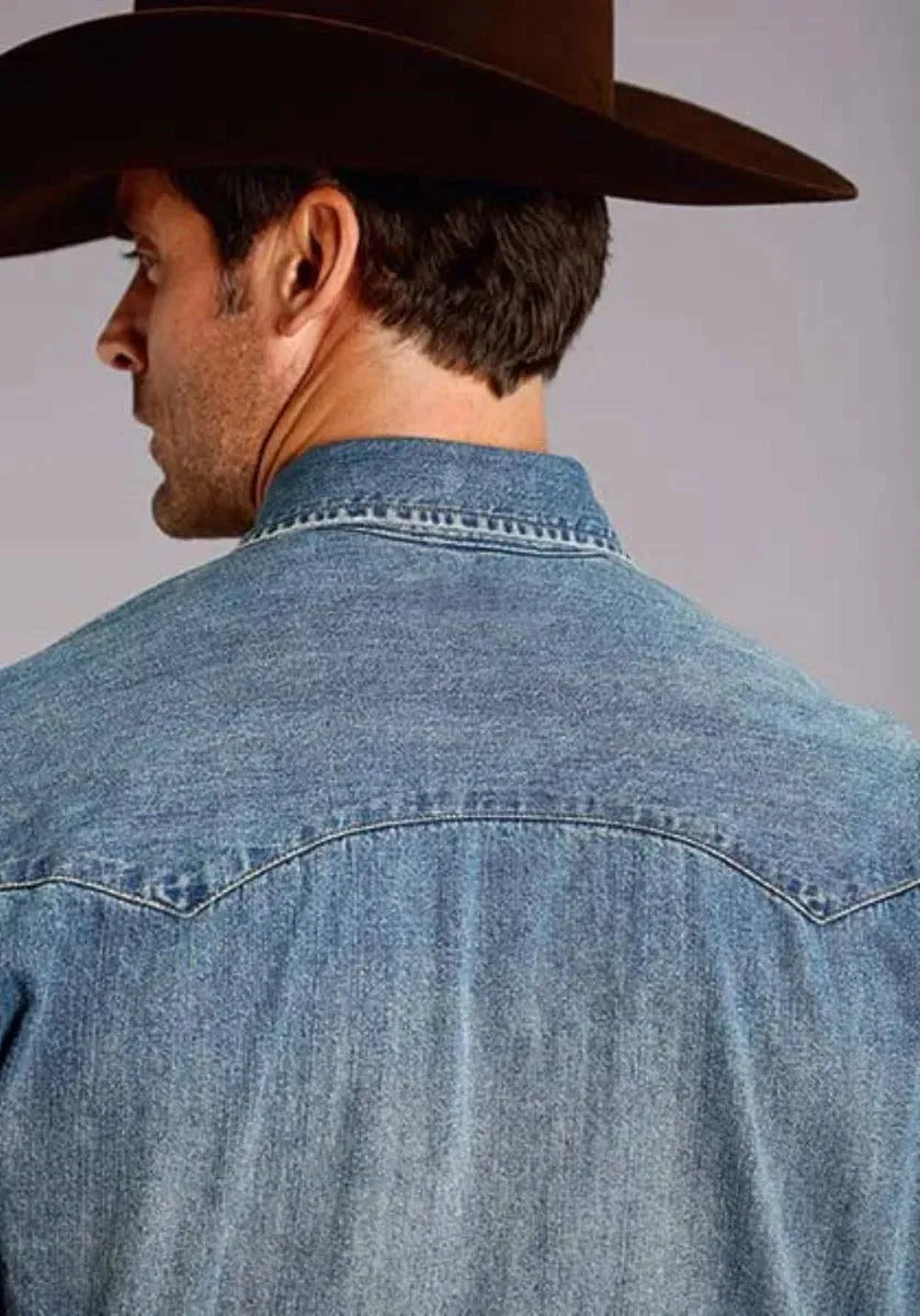 Stetson Denim Drift (Blue) - Men's Western Shirt