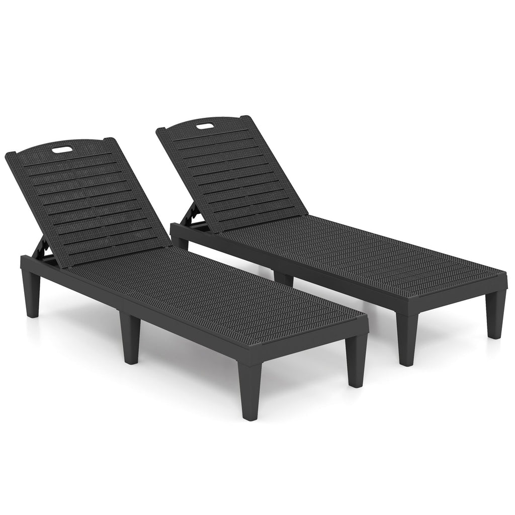 Outdoor PP Chaise Lounge Chairs Set of 2 with 4-Position Adjustable Backrests