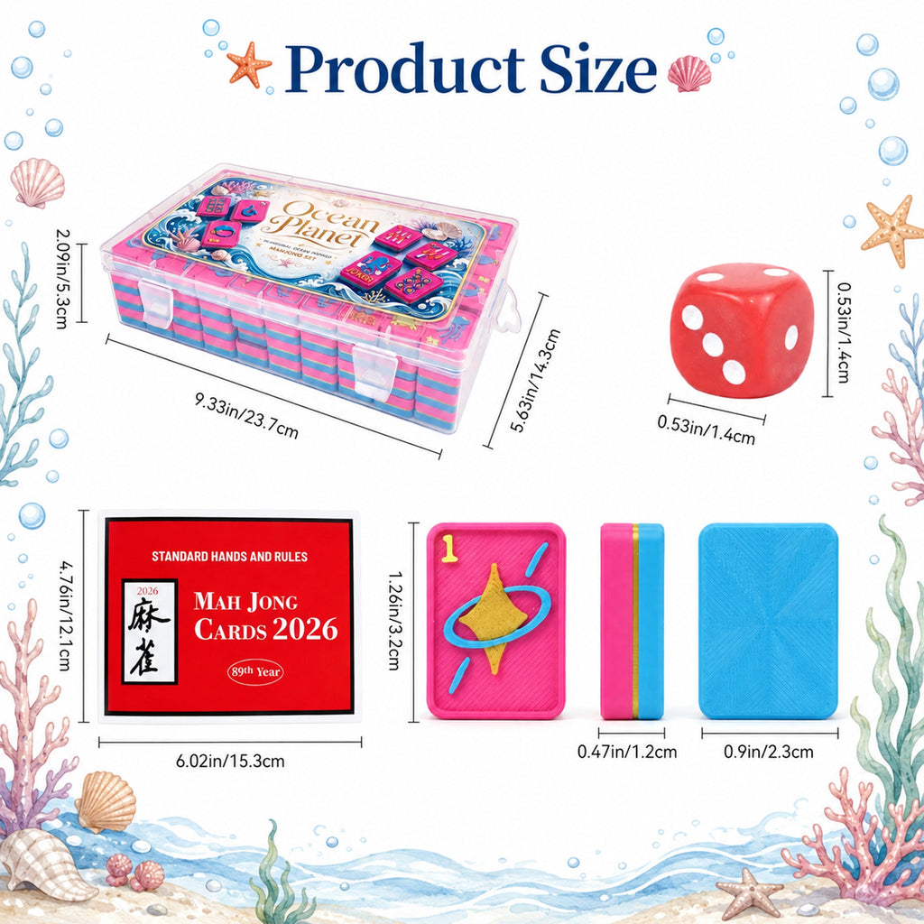 160PCS Floating American Mahjong Set Ocean Theme, Acrylic Mahjong Tiles With Storage Box, Dice And Rule Cards For Pool Party Travel Game Night