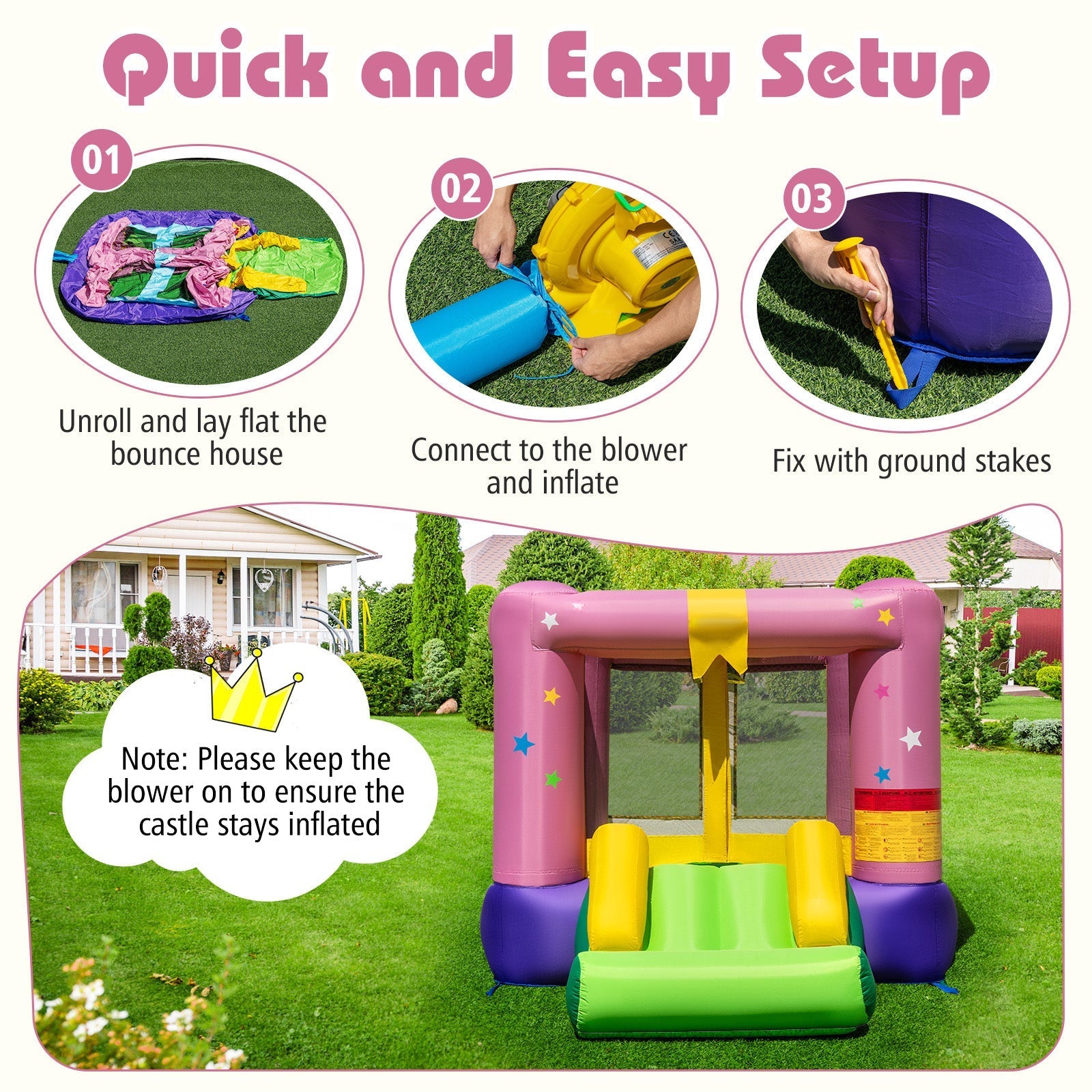 Bouncy Castle with Jumping Area and 520W Blower