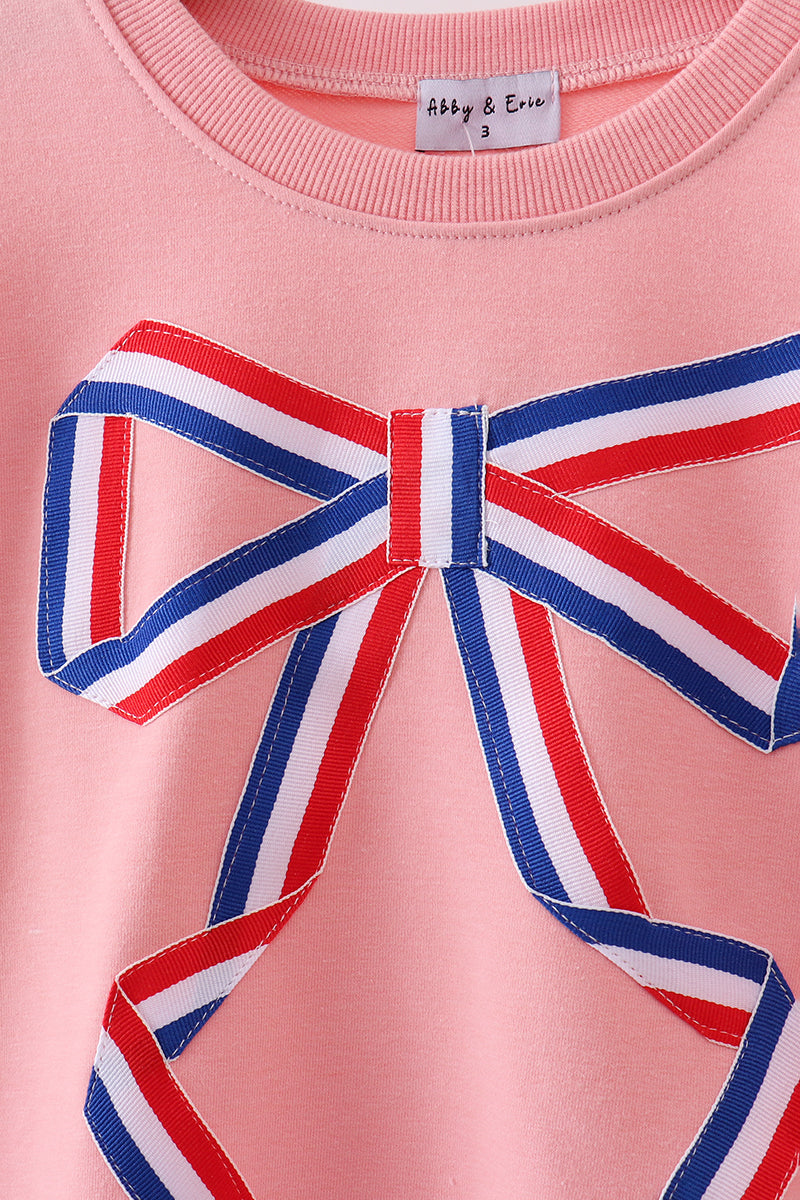 Peach hand-sewn bow mom&me sweatshirt