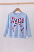 Blue hand-sewn bow mom&me sweatshirt
