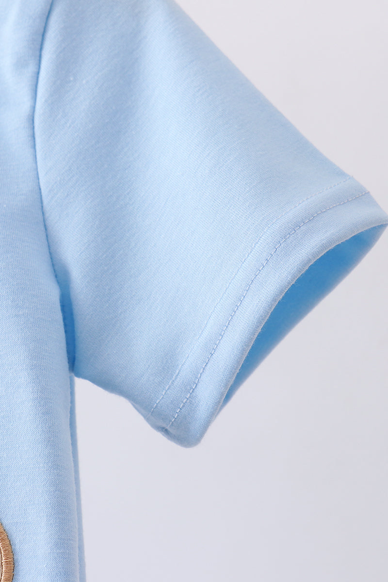 Blue puppy applique top