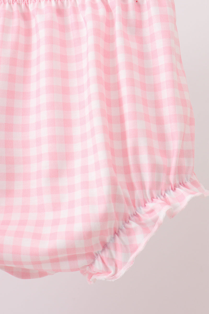 Pink Floral Applique Bow Bloomer Set