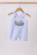 Blue Puppy Applique Seersucker Jon Jon