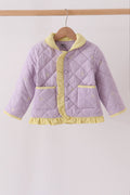 Purple corduroy bow embroidery ruffle jacket