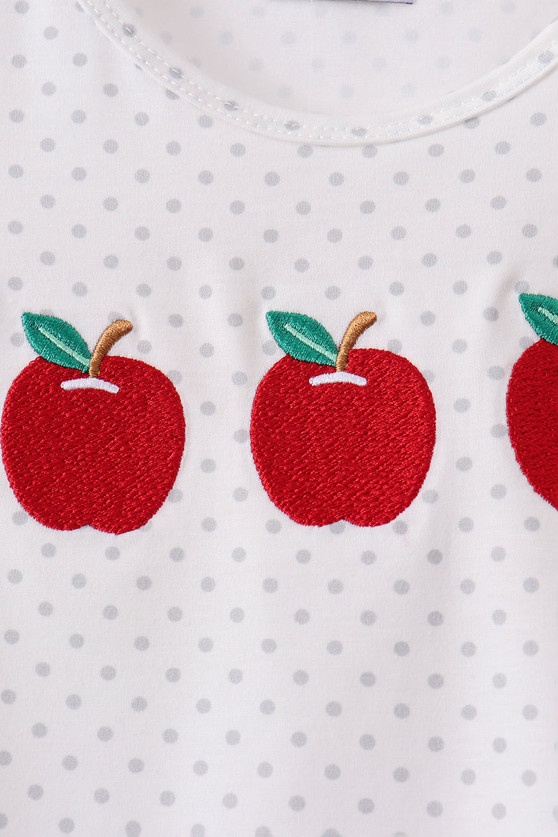 Red Apple Embroidered Skorts Set