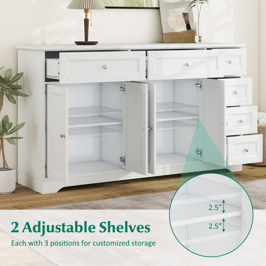 Buffet Sideboard 59" Modern Coffee Bar Station Console Table-White