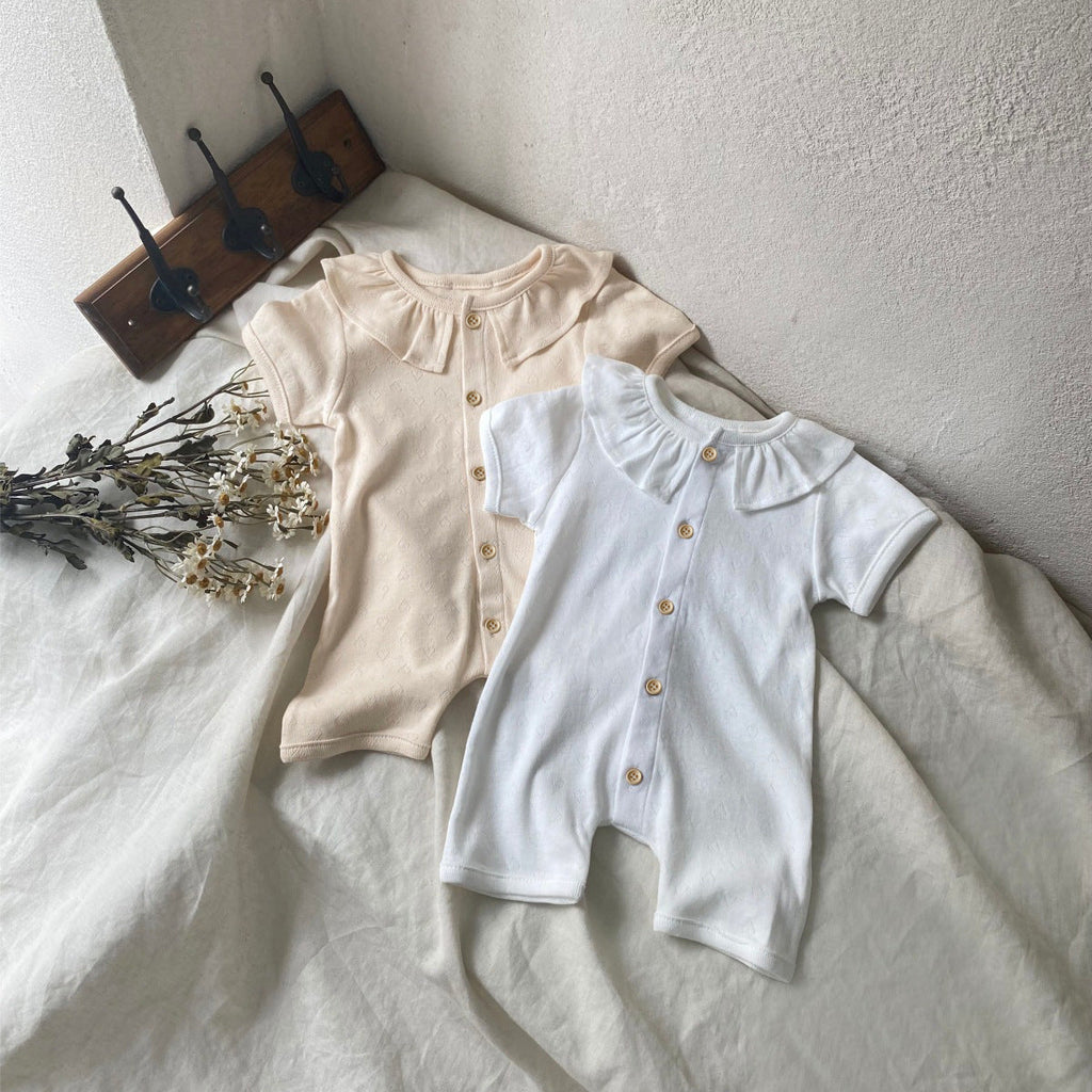 Lotus-leaf Collar Romper For Little Girls And Baby Girls