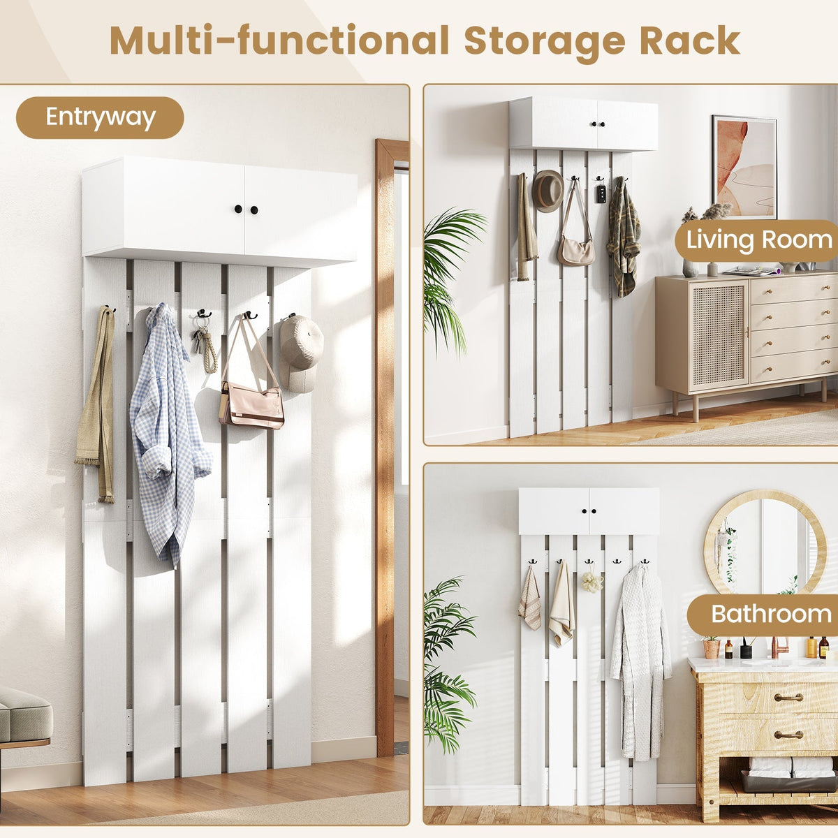 Entryway Wall Coat Rack Wall Mounted Coat Clothes Rack
