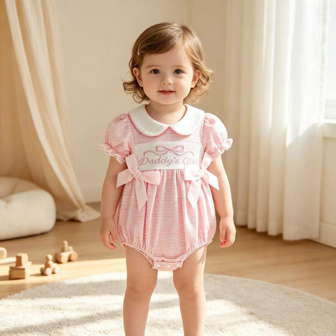 Lace Sleeves Crawl Suit For Baby Girl Jumpsuit