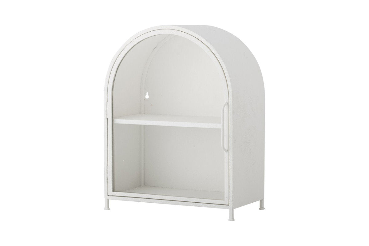 Arched White Metal Wall Display Cabinet