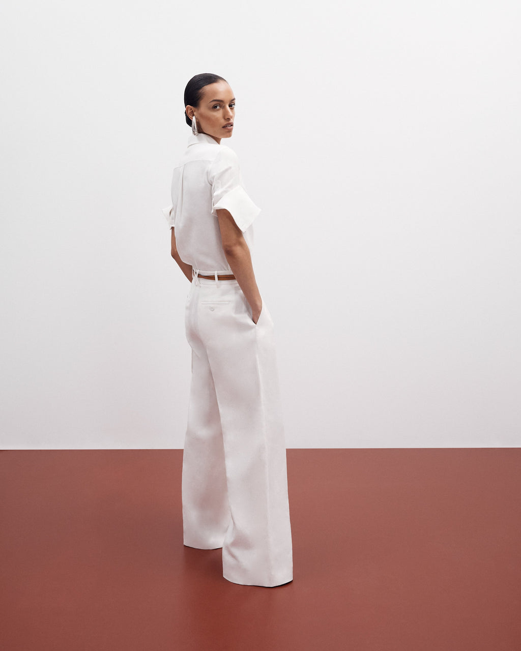 Linen Pleated Trouser | White