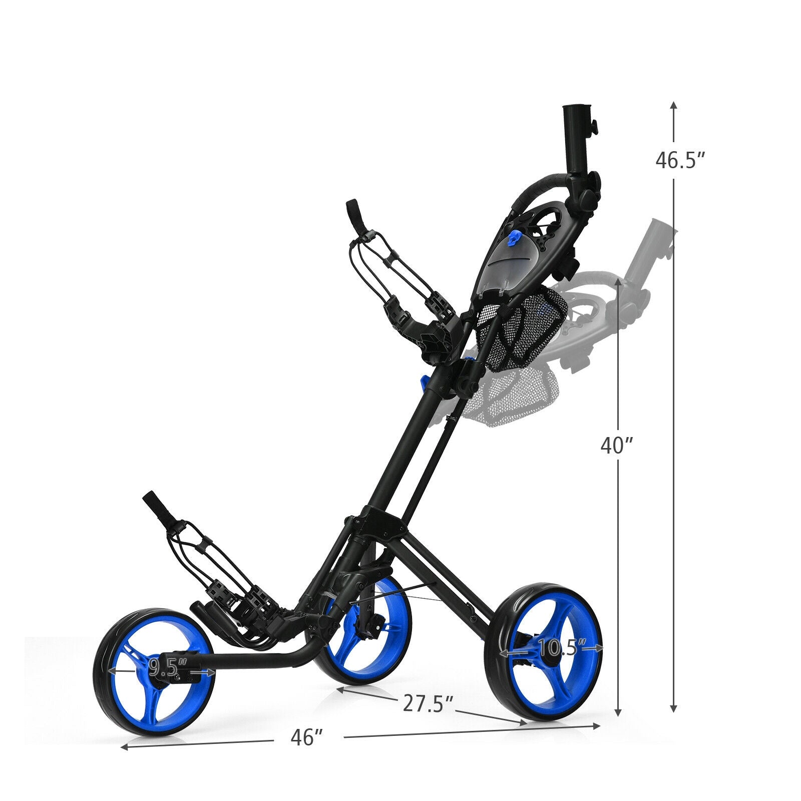 Folding 3 Wheels Golf Push Cart with Brake Scoreboard Adjustable Handle