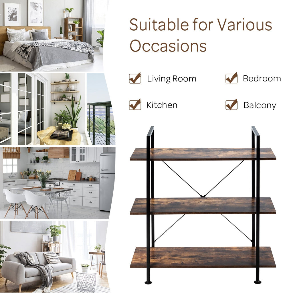 3/5 Tiers Industrial Bookcase with Metal Frame for Home Office-3