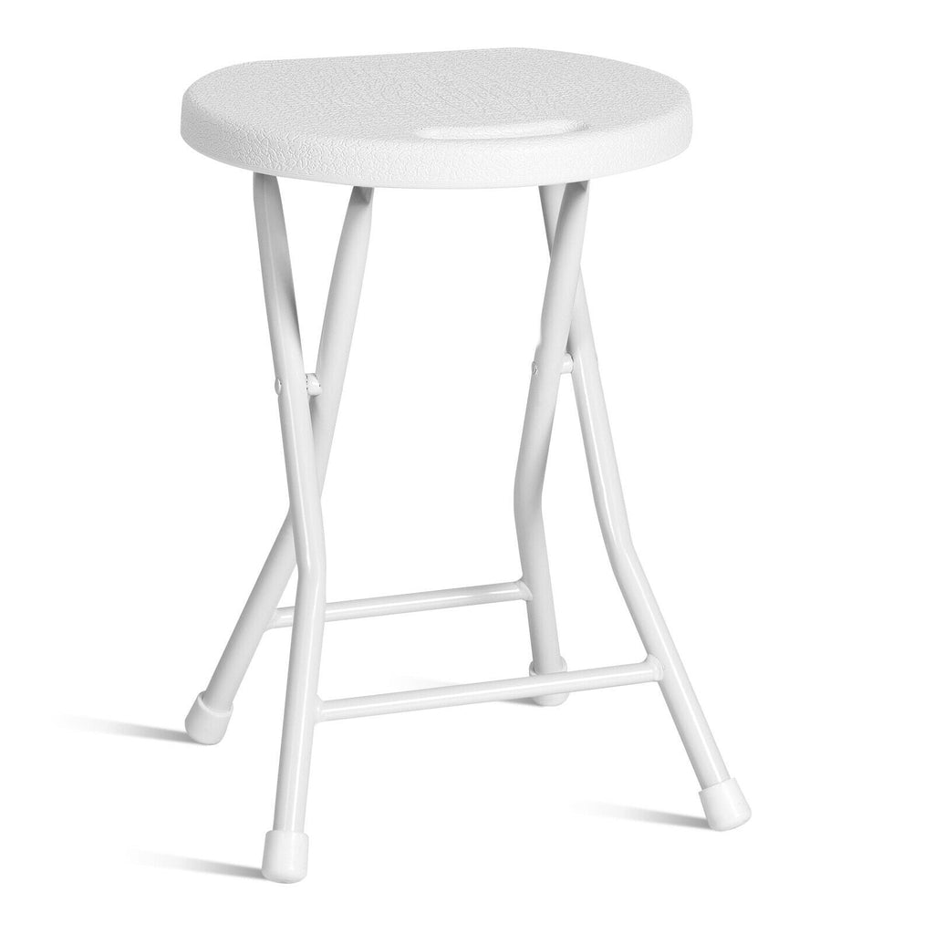Set of 4 18 Inch Collapsible Round Stools with Handle