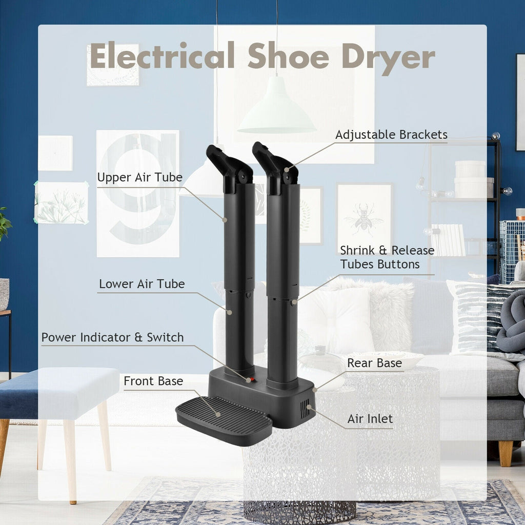 2-Shoe Electric Shoe Dryer with Portable Adjustable Warmer