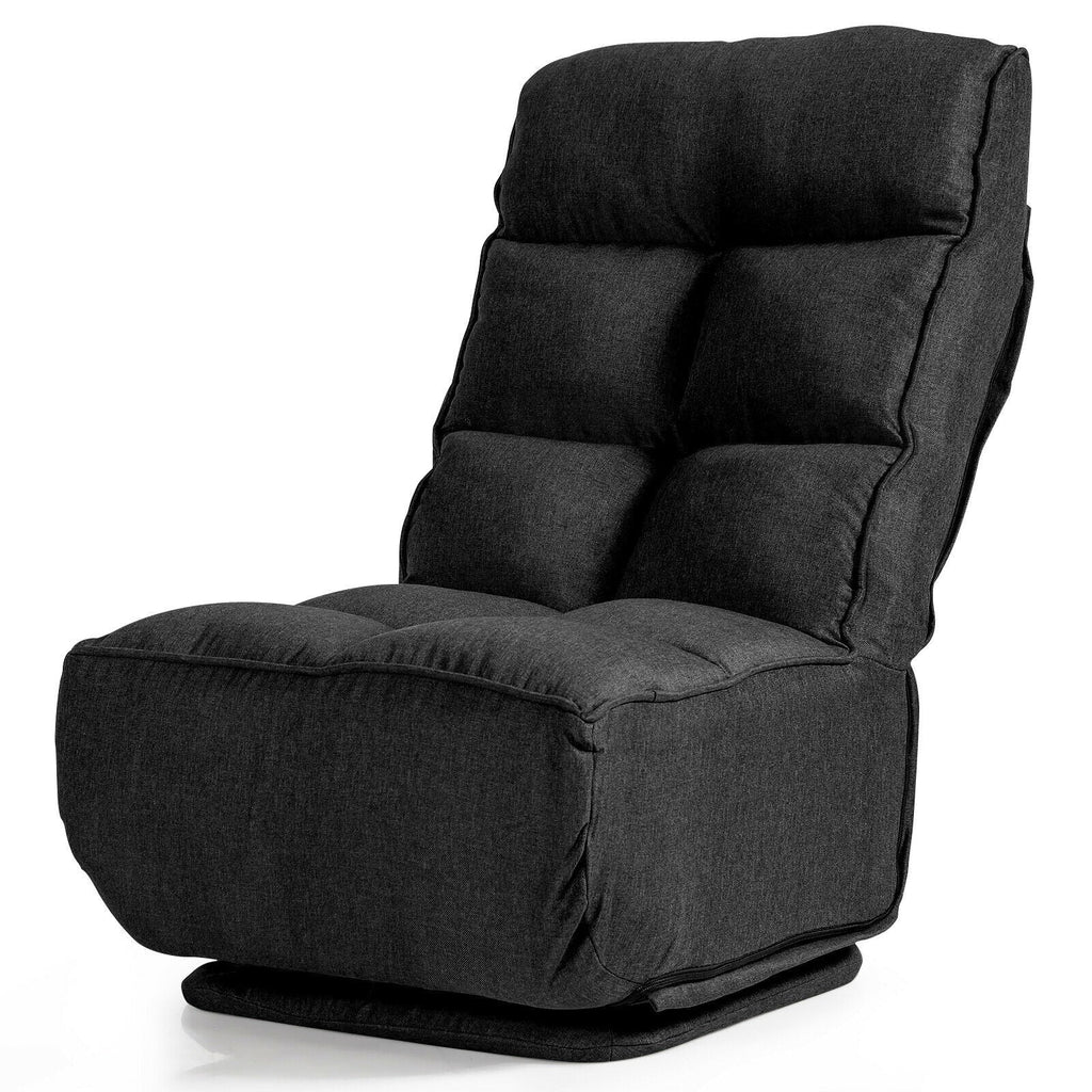 360-Degree Swivel Folding Floor Chair with 6 Adjustable Positions
