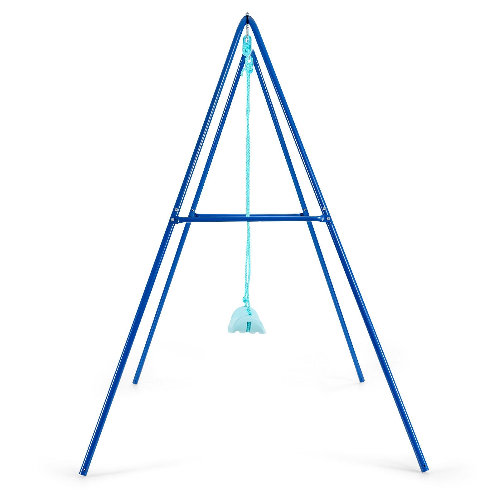 Outdoor Kids Swing Set with Heavy-Duty Metal A-Frame and Ground Stakes