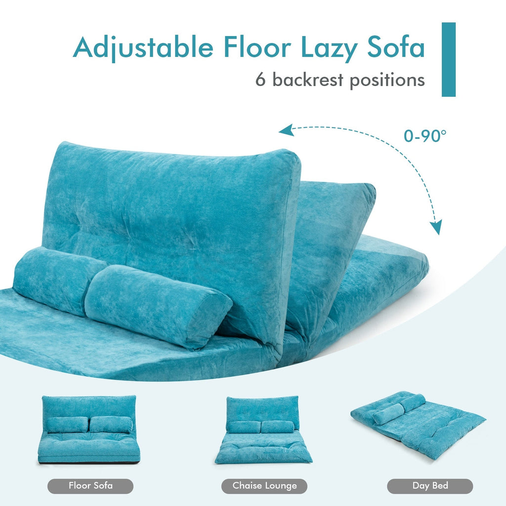 6-Position Adjustable Sleeper Lounge Couch with 2 Pillows