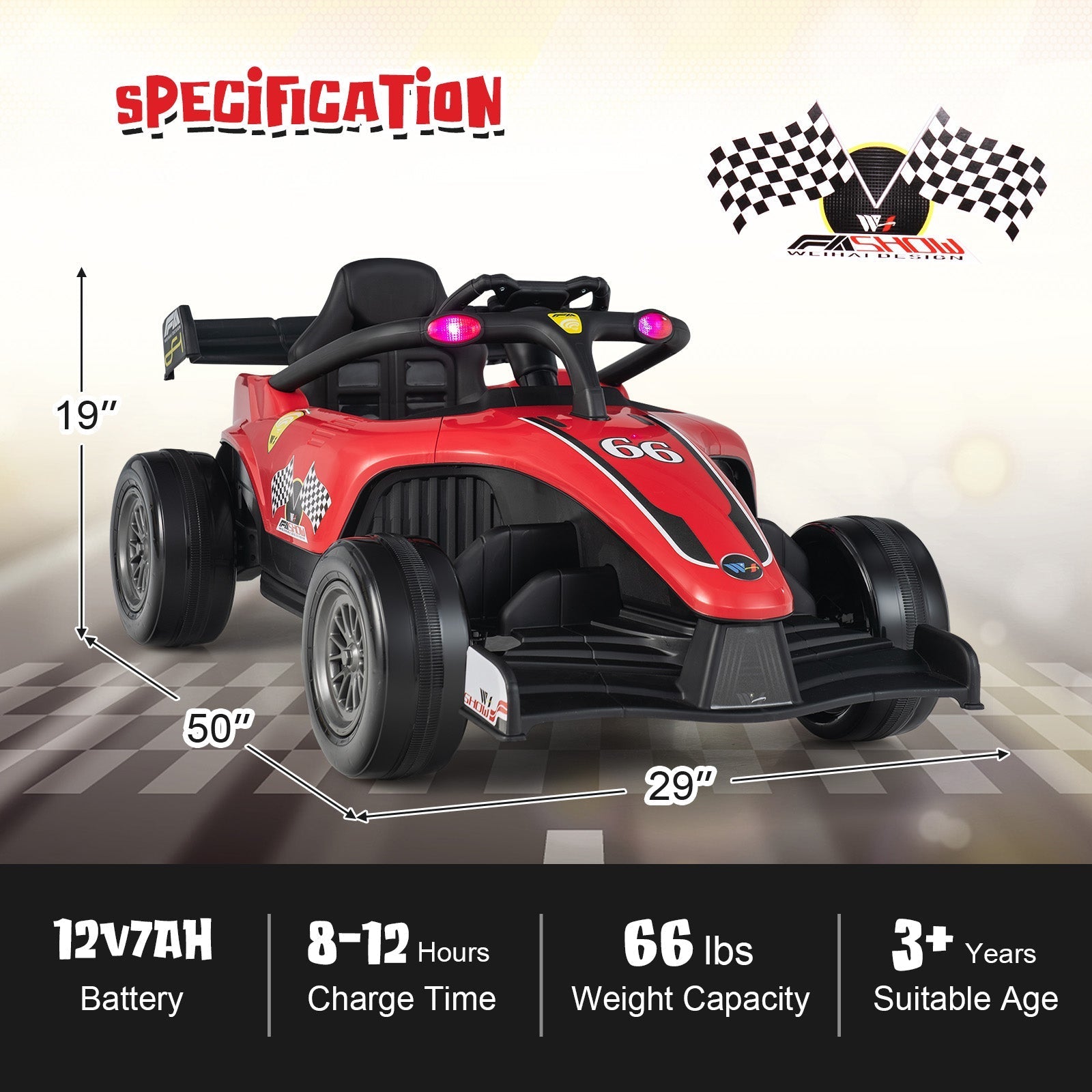 12V Kids Ride on Electric Formula Racing Car with Remote Control