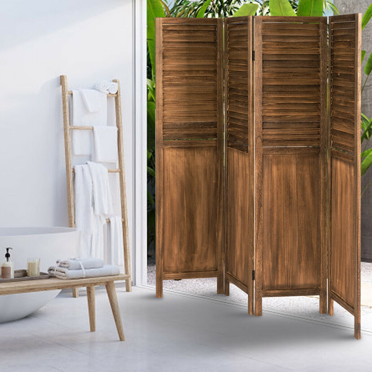 5.6 Ft Tall 4 Panel Folding Privacy Room Divider