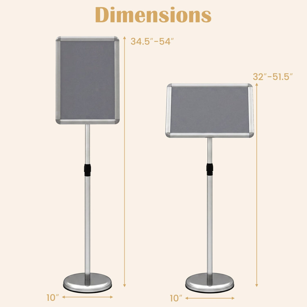 11x17 Adjustable Height Sign Holder Stand with Snap Frame