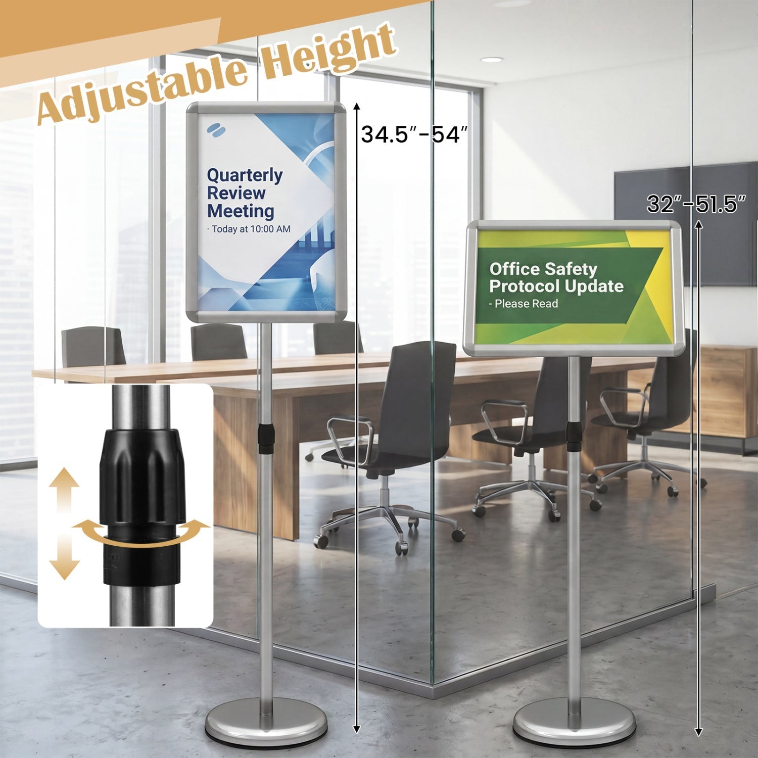11x17 Adjustable Height Sign Holder Stand with Snap Frame