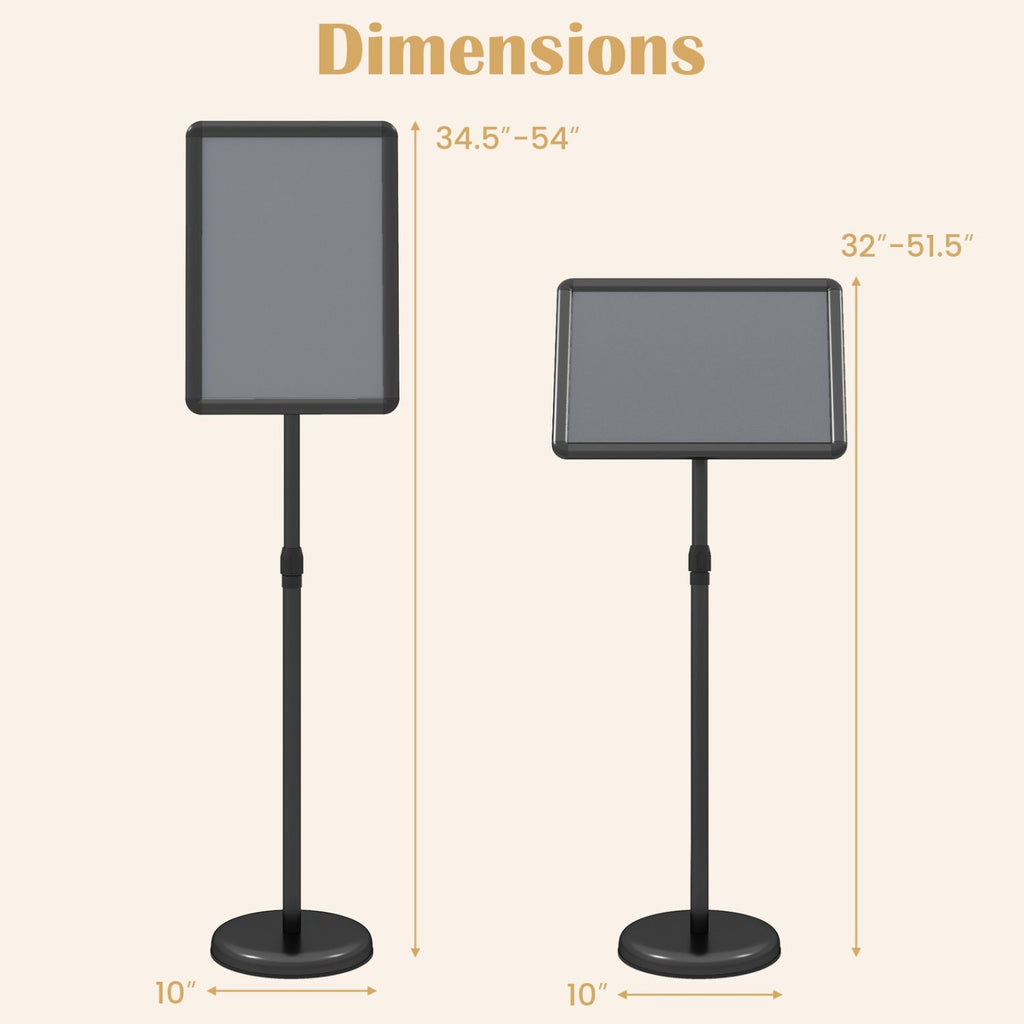 11x17 Adjustable Height Sign Holder Stand with Snap Frame