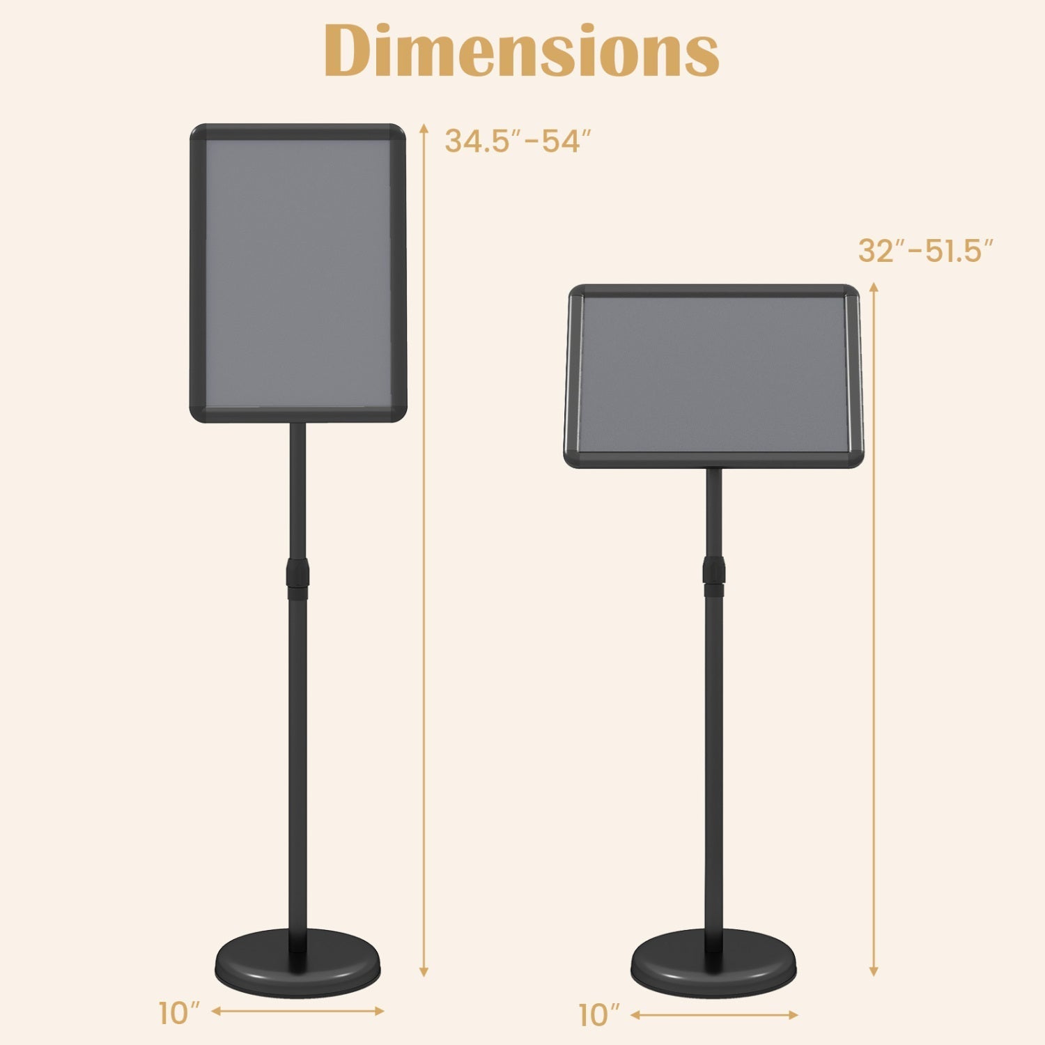 11x17 Adjustable Height Sign Holder Stand with Snap Frame