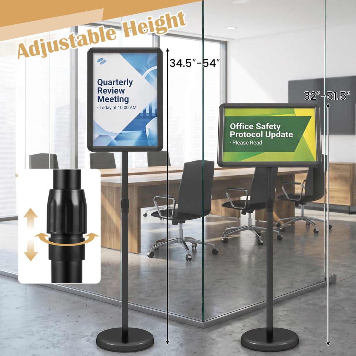 11x17 Adjustable Height Sign Holder Stand with Snap Frame