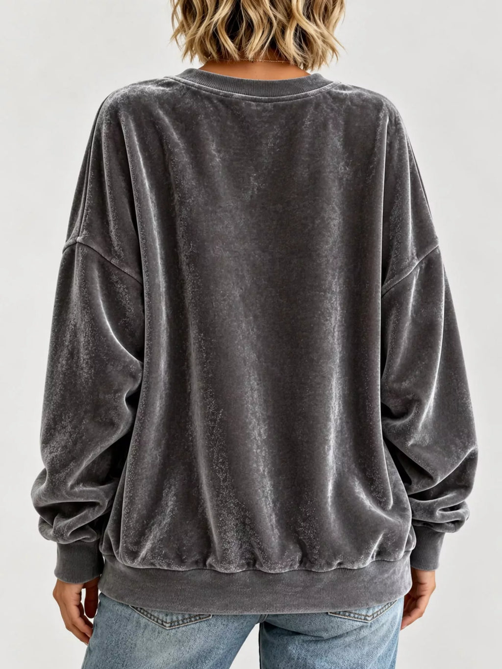 Full Size Crew Neck Drop Shoulder Sweatshirt Plus Size