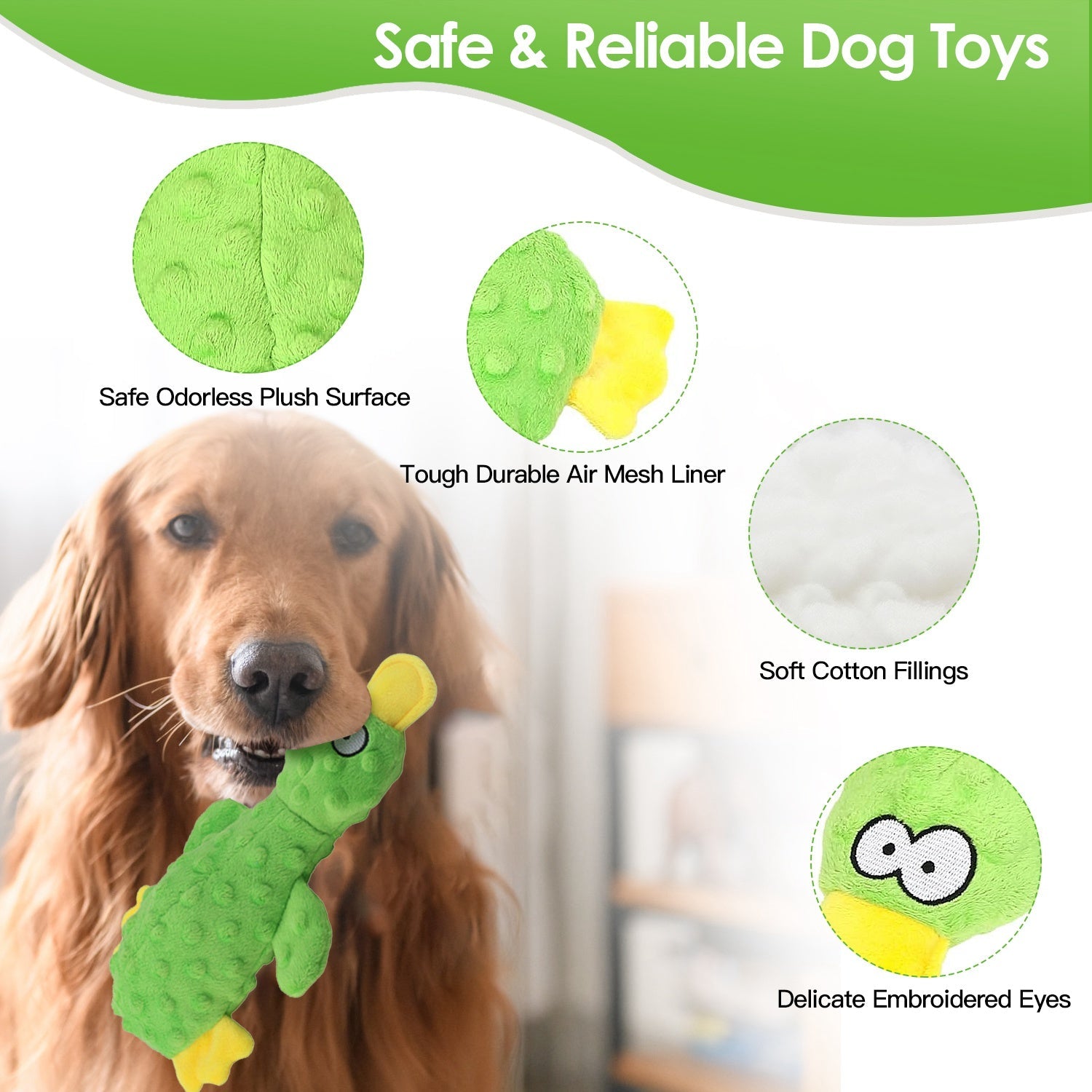 Duck-Shaped Plush Toy with Squeaky Ball for Dogs