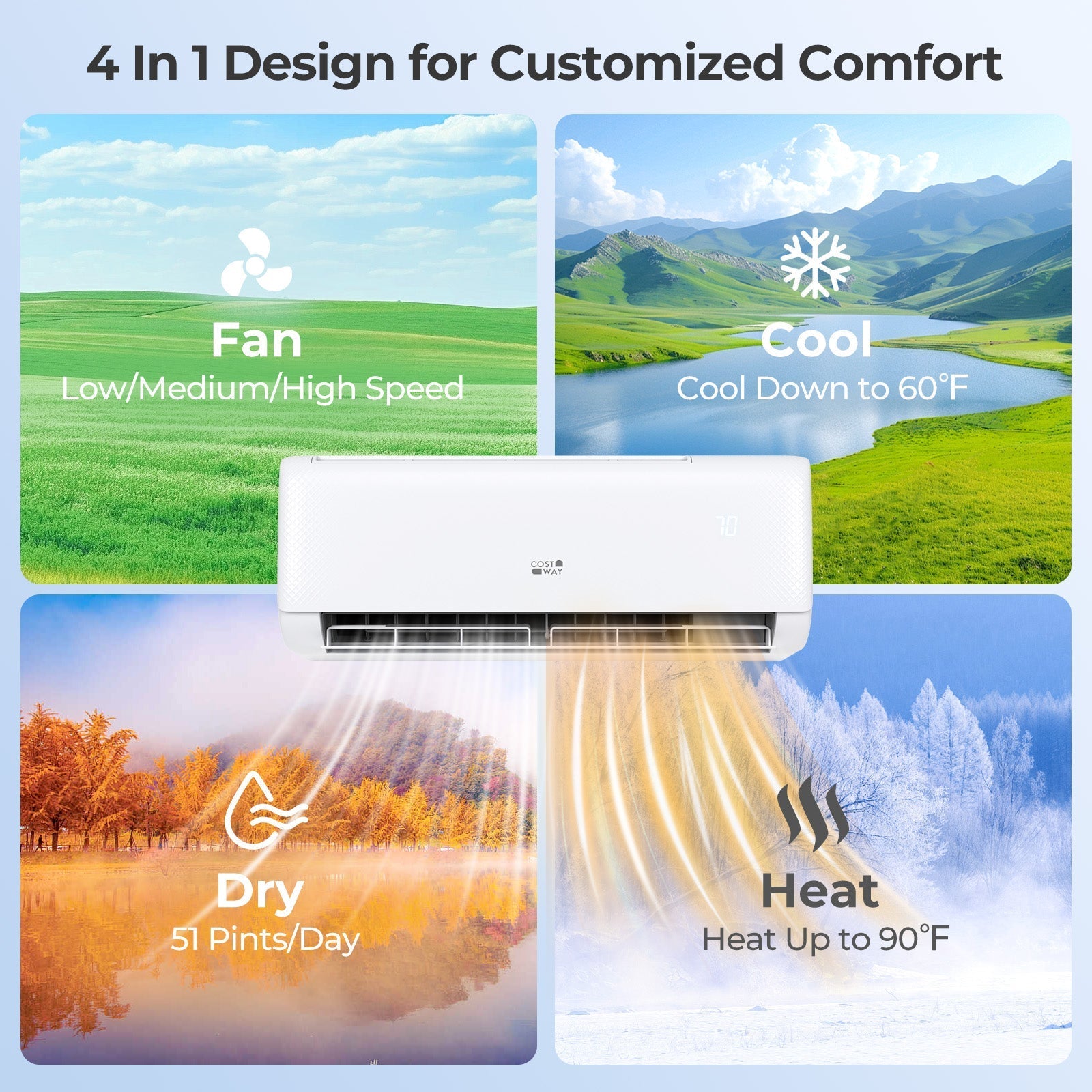 Airtural Series 12000 BTU 115V 22 SEER2 WiFi Enabled Mini Split Heat Pump