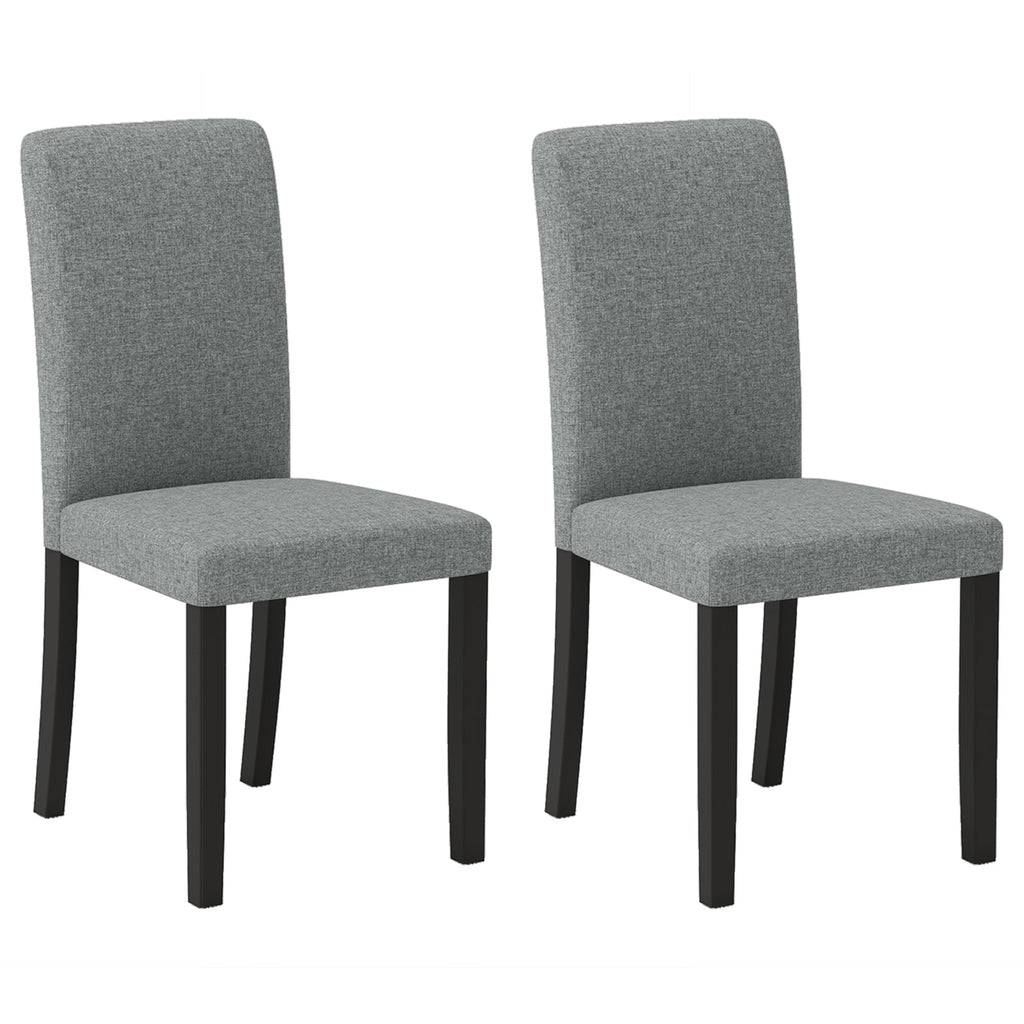 Dining Chair Set of 2 Mid-Century Modern Chairs with Rubber Wood Legs-Gray