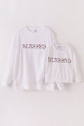 White velvet blessed embroidery mom&me sweatshirt