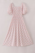 Pink floral print mom dress