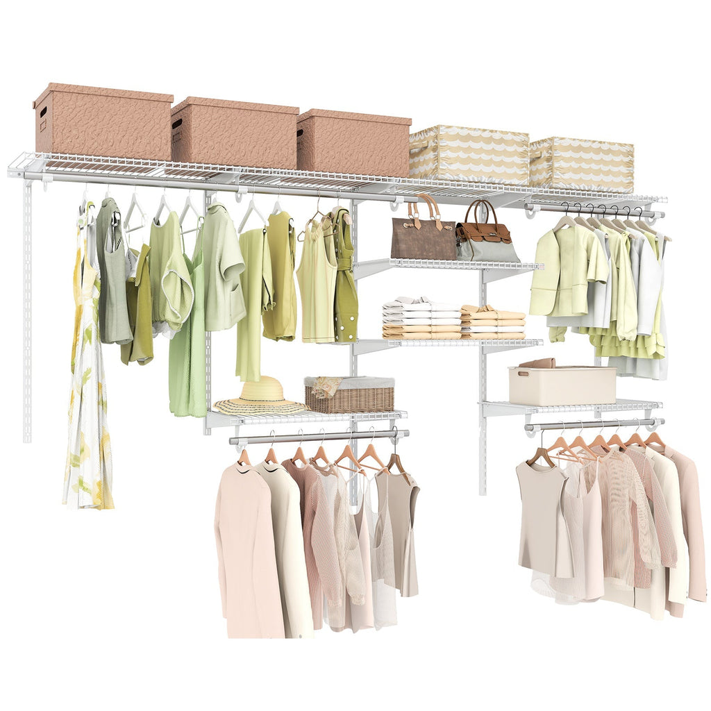 4-8 Feet Closet Organizers and Storage System with Hanging Rod for Laundry Bedroom