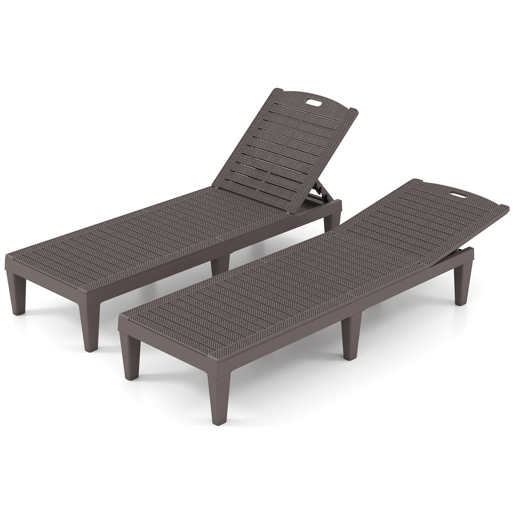 Outdoor PP Chaise Lounge Chairs Set of 2 with 4-Position Adjustable Backrests