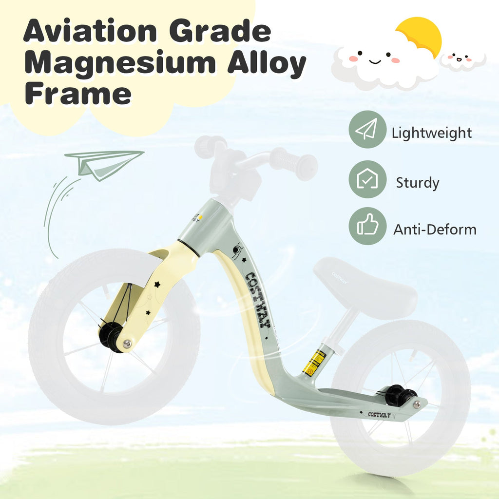 12-Inch Balance Bike with Adjustable Seat and Rotatable Handlebar for Over 36 Months Old