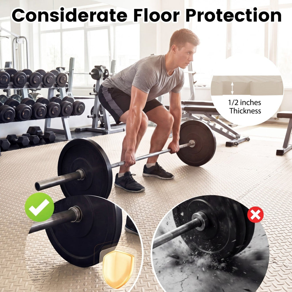 Puzzle Exercise Floor Mats 1/2 Inch Thick - 12 Tiles